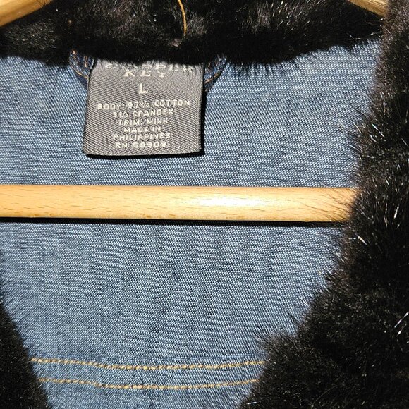 Copper Key Mink trimmed Jean Jacket - Picture 4 of 5